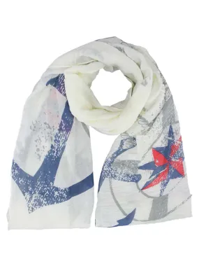 Colorful Anchor & Compass Print Lightweight Scarf