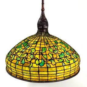 A Tiffany Studios New York "Swirling Leaf Geometric" Chandelier.