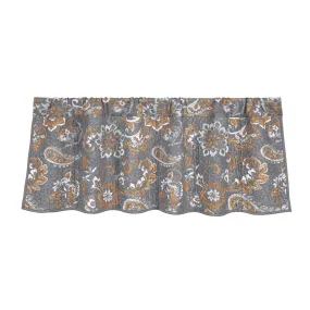 Abbie Western Paisley Quilted Valance, Gray