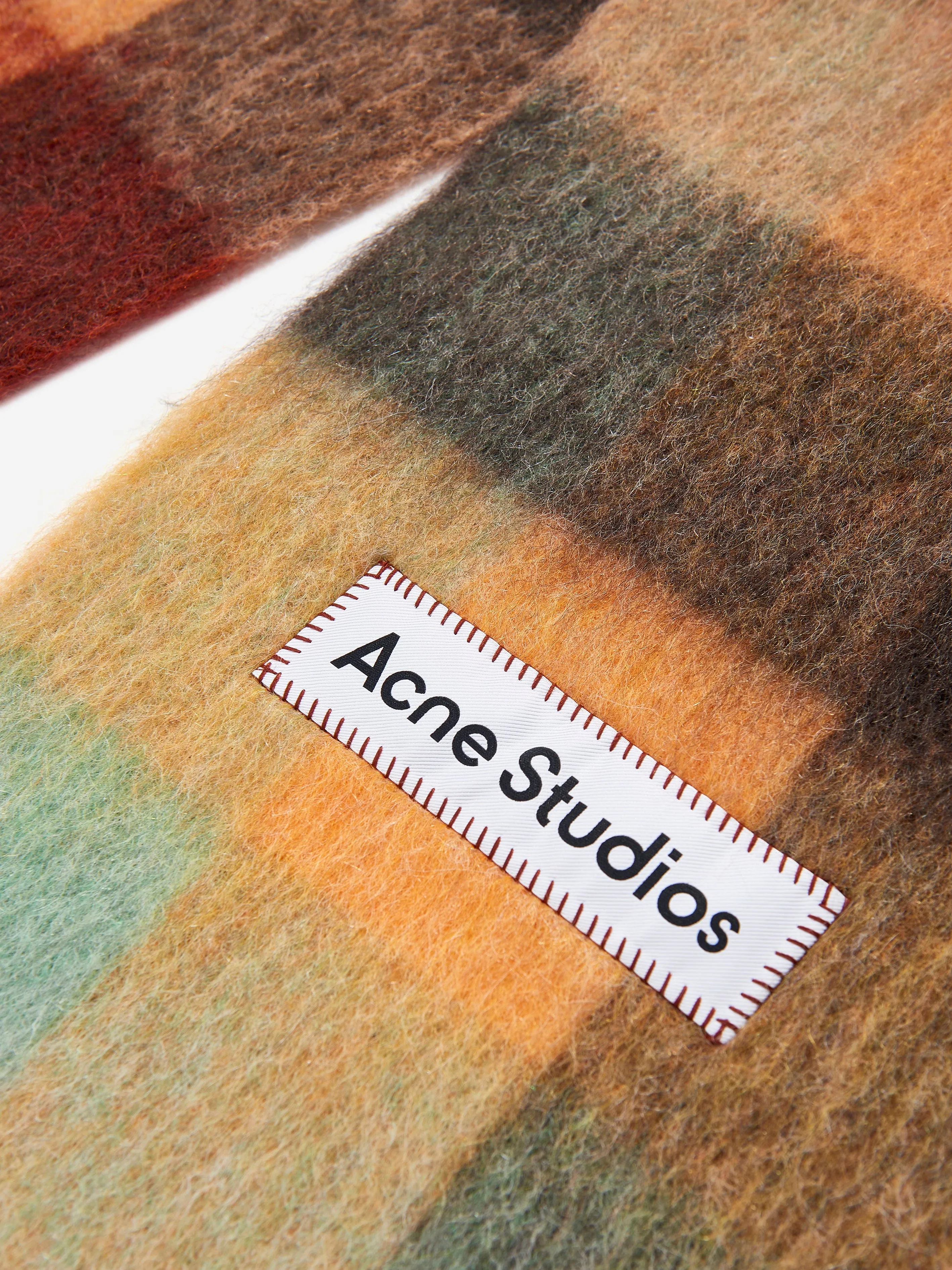 Acne Studios Kids Mohair Checked Scarf in Brown (250 CM)