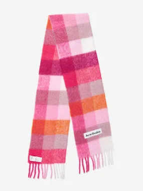 Acne Studios Kids Mohair Checked Scarf in Pink (250 CM)