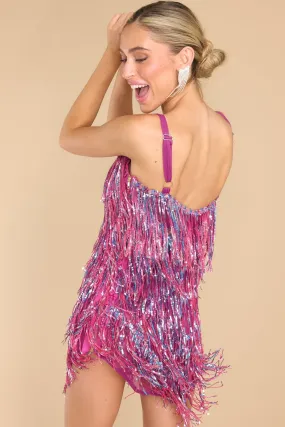 Always Shine Plum Fringe Dress