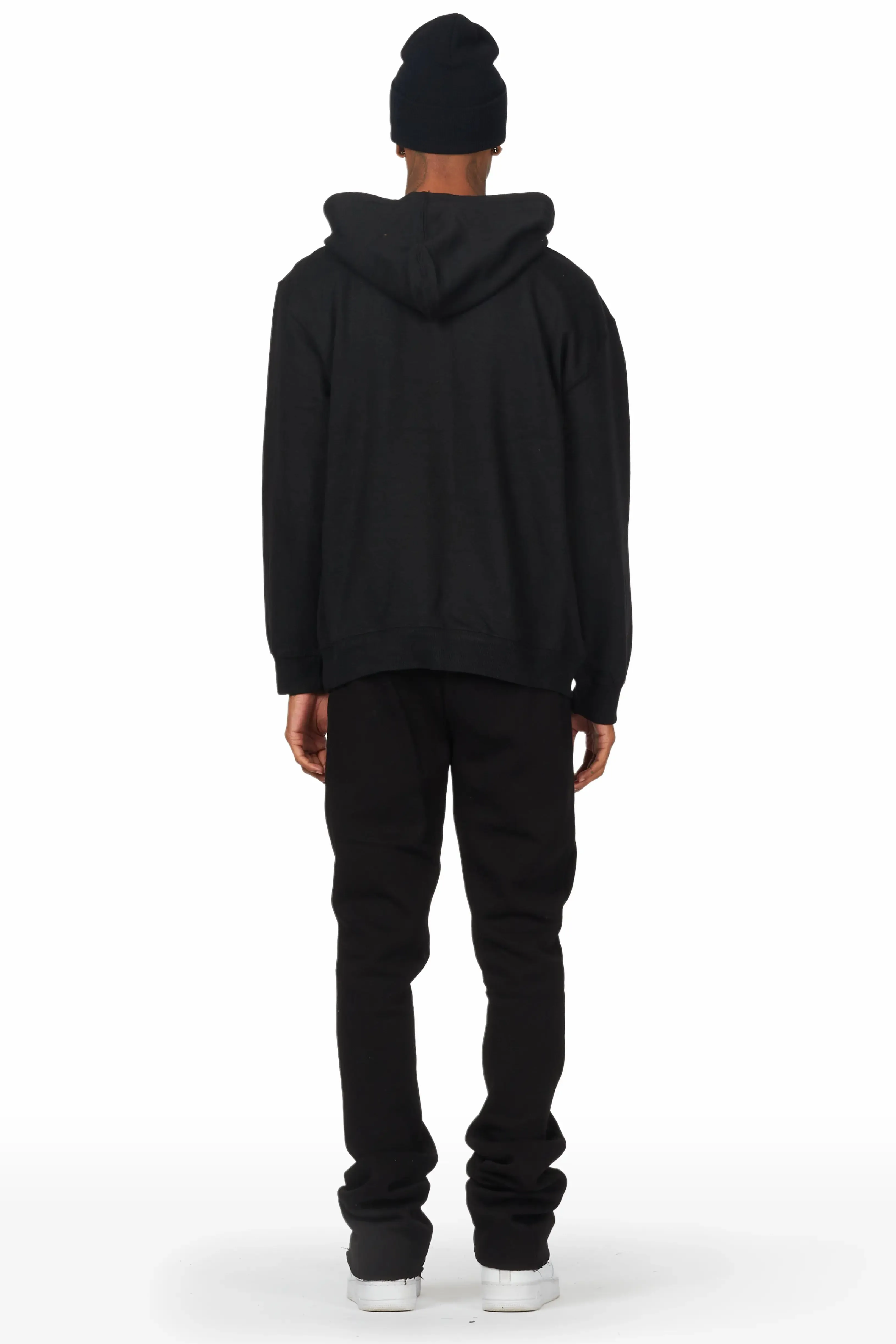 Apollo Black Hoodie Stacked Flare Track Set