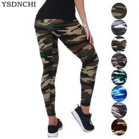 Camouflage Womens for Leggins Graffiti Style Slim Stretch Trouser Army Green Leggings