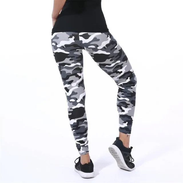 Camouflage Womens for Leggins Graffiti Style Slim Stretch Trouser Army Green Leggings