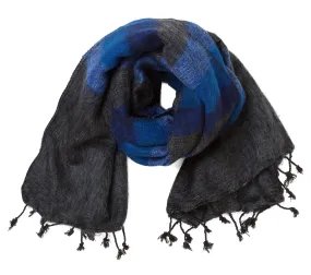 Charcoal and Blue Stripe Shawl, Vegan and Hypoallergenic Material, Winter Accessory