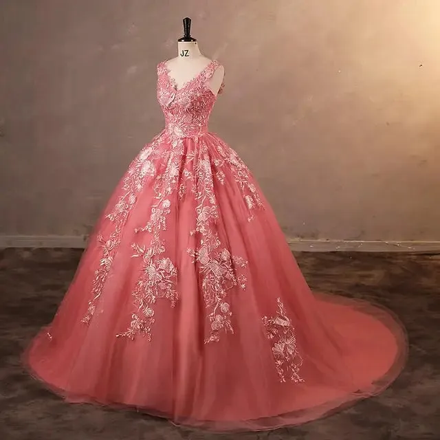 Classic V-neck Ball Gown Quinceañera Dress