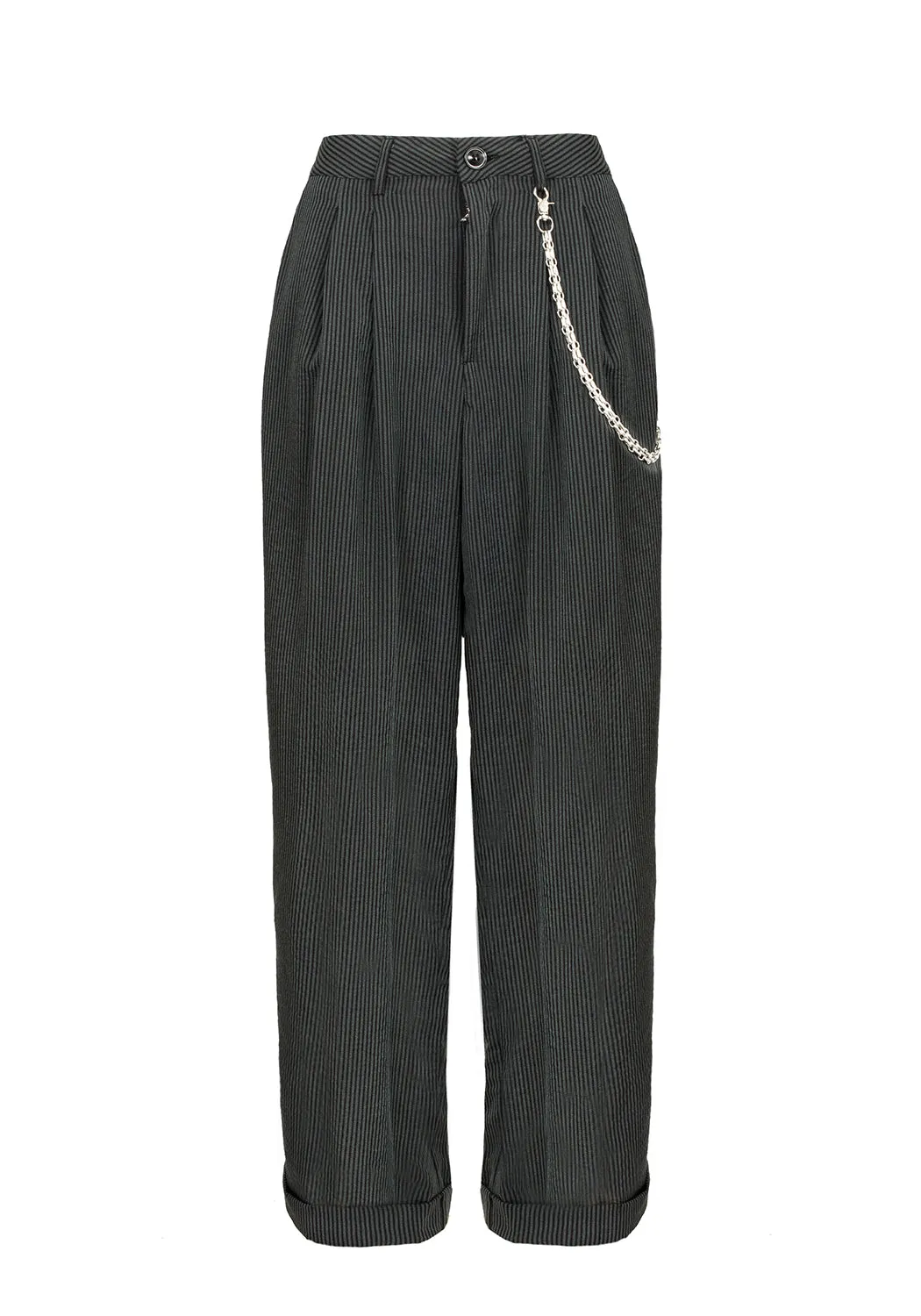 DANDY STRIPED TROUSERS WITH CHAIN