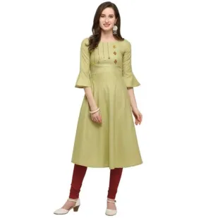 Designer Mart Green Ruby Cotton Gown Kurti