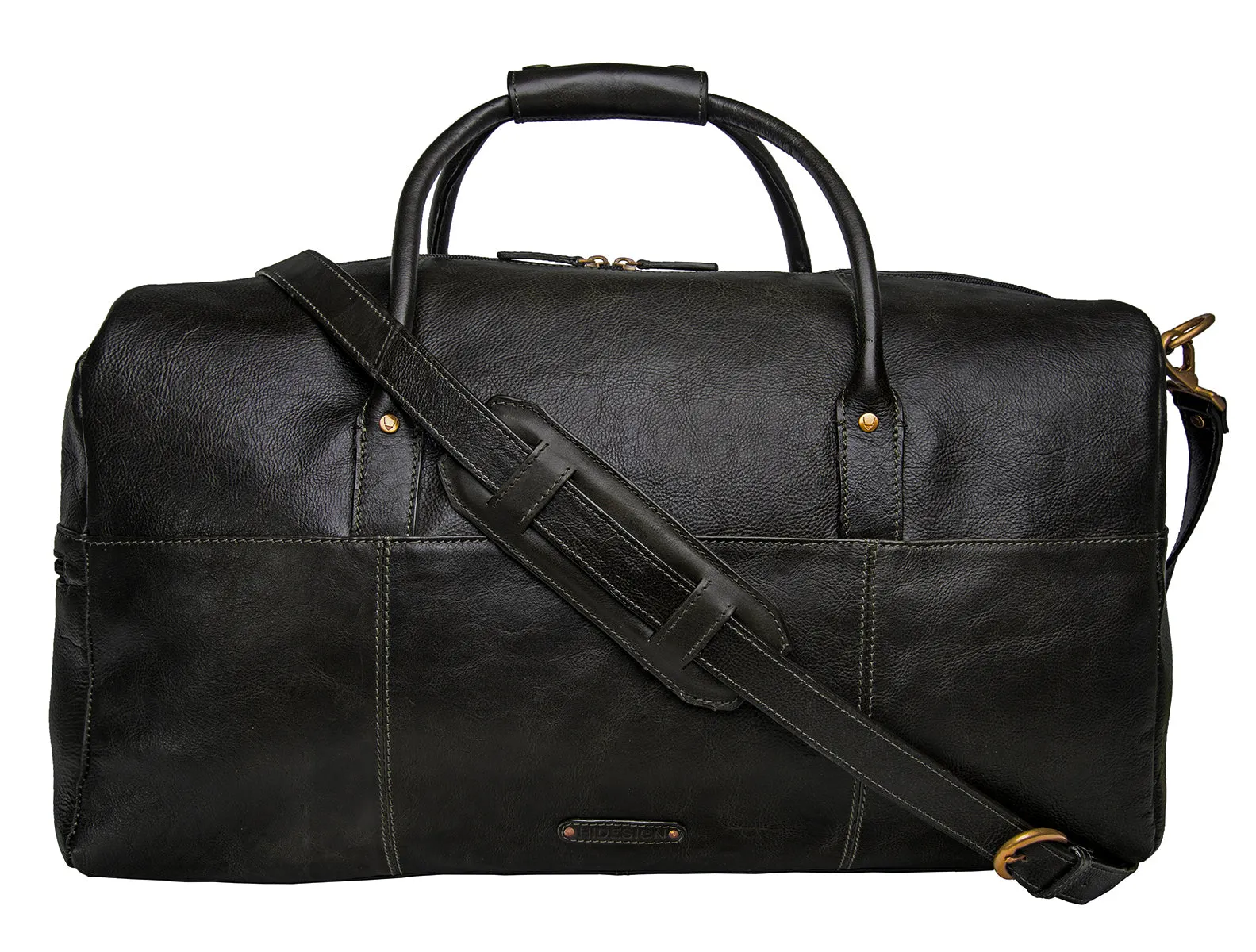 Hidesign Charles Leather Cabin Travel Duffle Weekend Bag Black