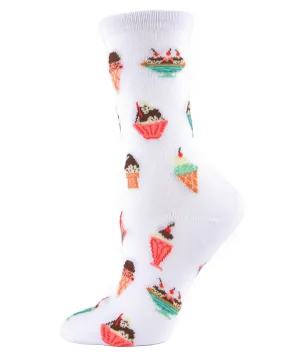 Ice Cream Sundae Bamboo Blend Crew Novelty Socks