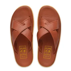 Island Slipper Men's Classic Leather Slide Whiskey