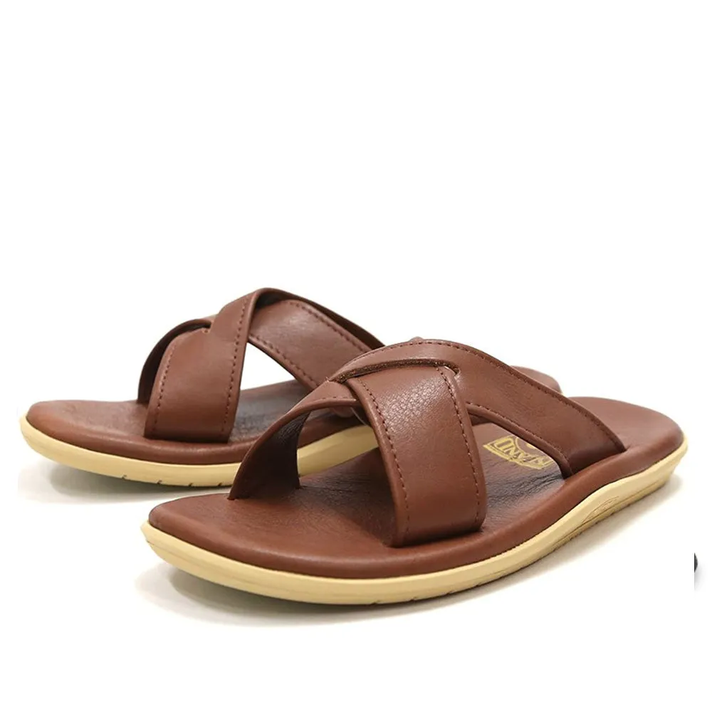 Island Slipper Men's Classic Leather Slide Whiskey