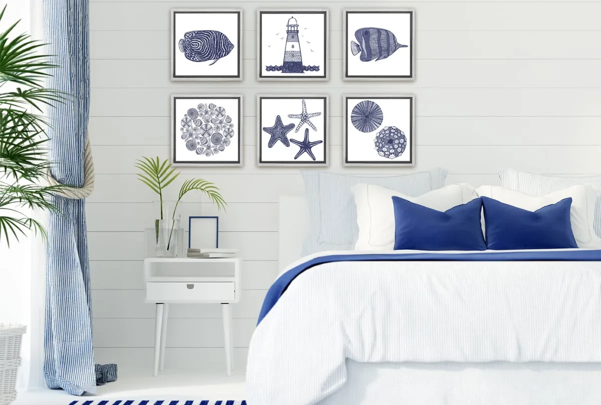 Lighthouse Navy on White | Canvas Wall Art Print