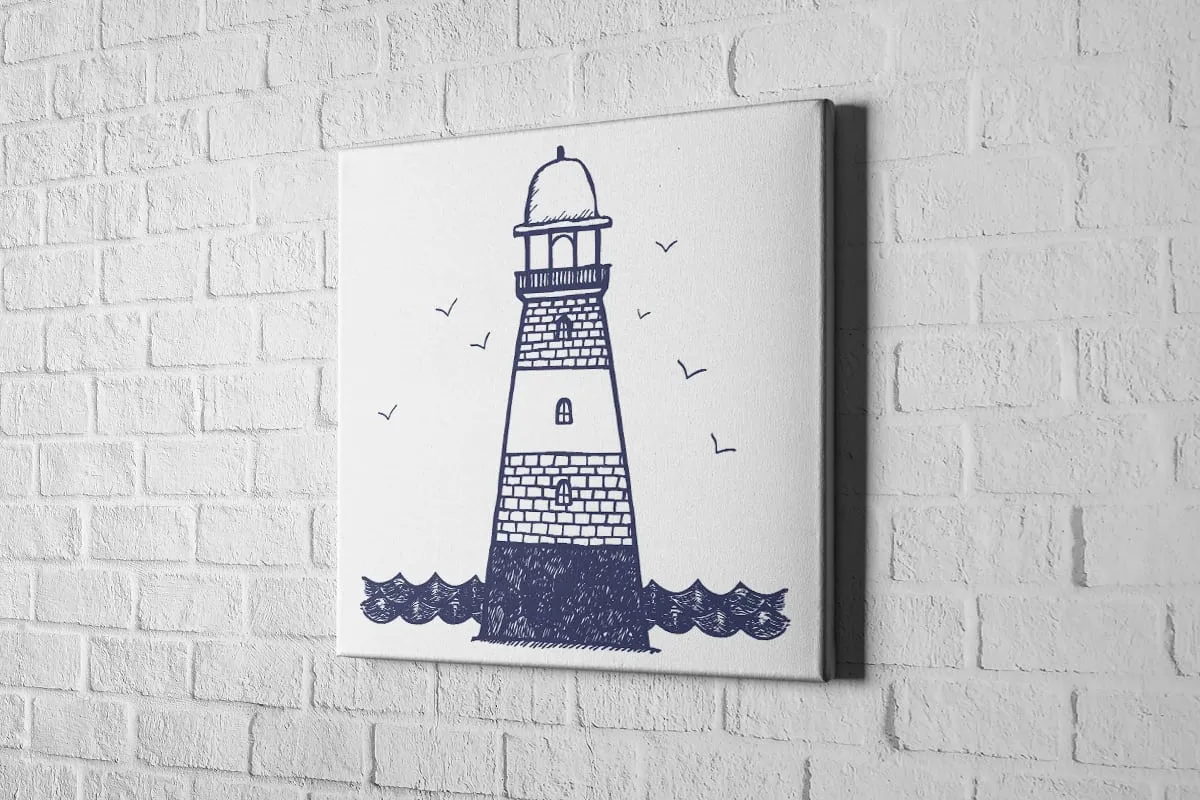 Lighthouse Navy on White | Canvas Wall Art Print