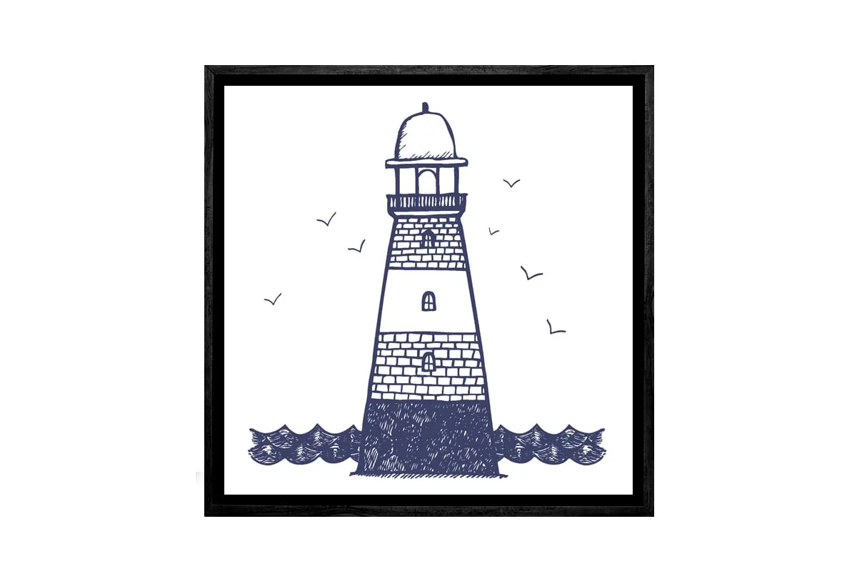 Lighthouse Navy on White | Canvas Wall Art Print