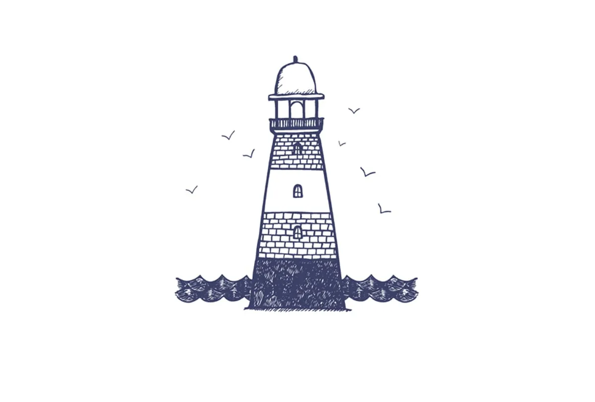 Lighthouse Navy on White | Canvas Wall Art Print