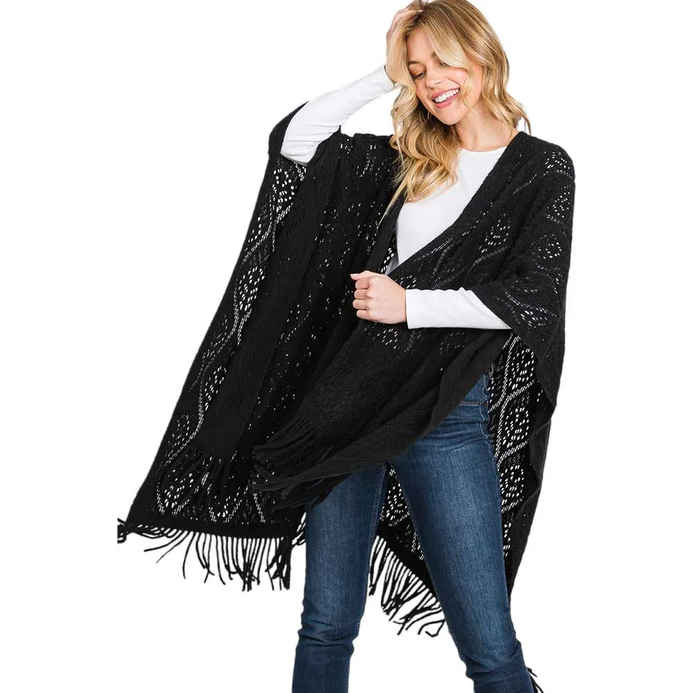 Paisley Patterned Fringe Ruana Poncho