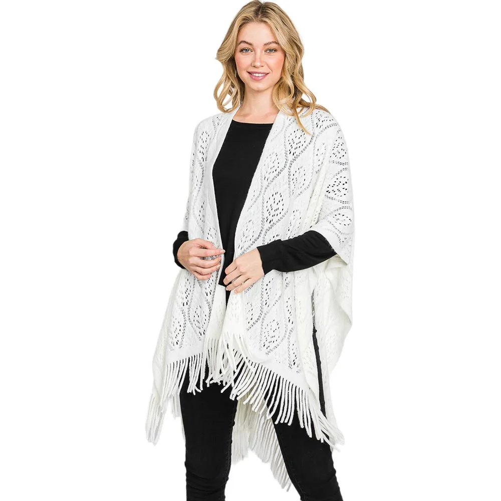 Paisley Patterned Fringe Ruana Poncho