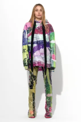 PRINTED SEQUIN HOODIE