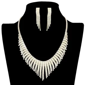 Rhinestone Pave Necklace Earring Set