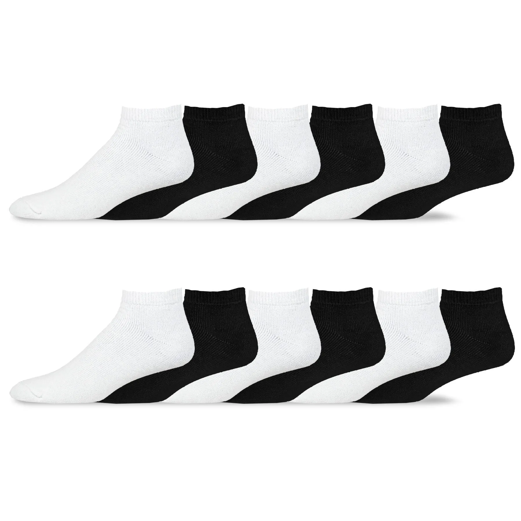 TeeHee Socks Men's Casual Cotton Low Cut Black, White 12-Pack (51151)