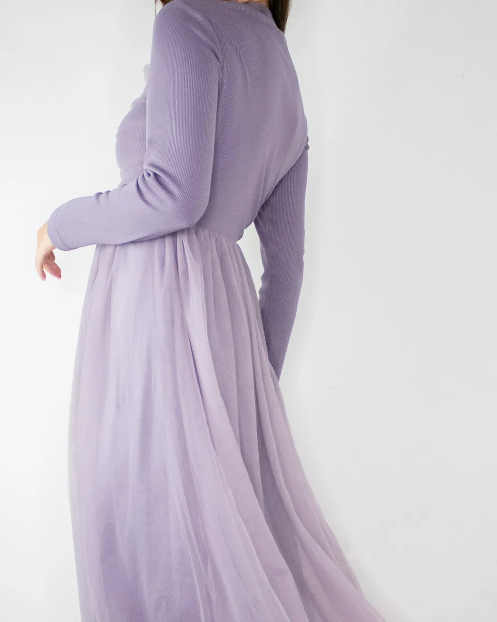 Violet Long Sleeve Cocktail Tulle Dress - Purple Bridesmaid Dress