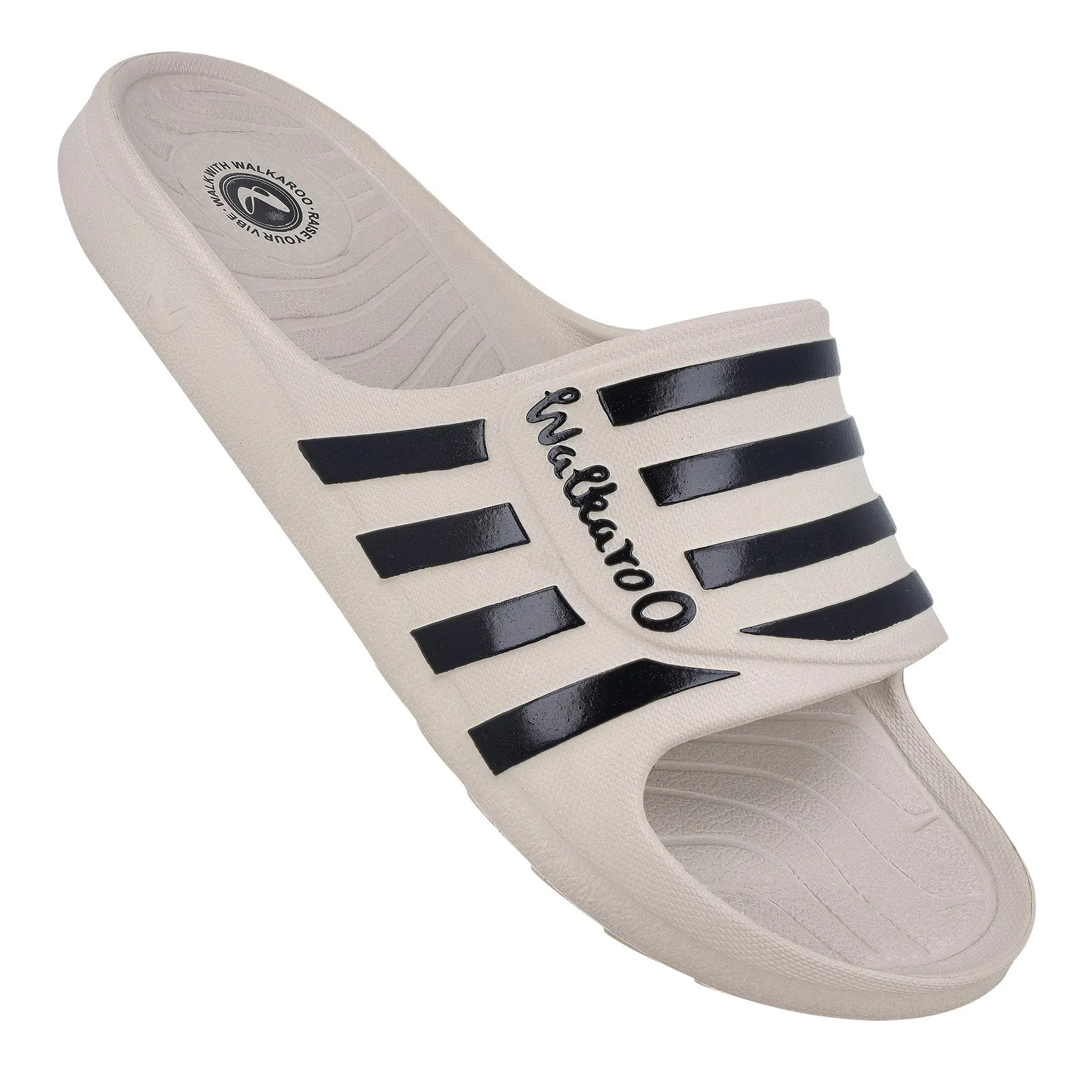 Walkaroo Mens Flip Flop Sliders  - WC4835 Greige